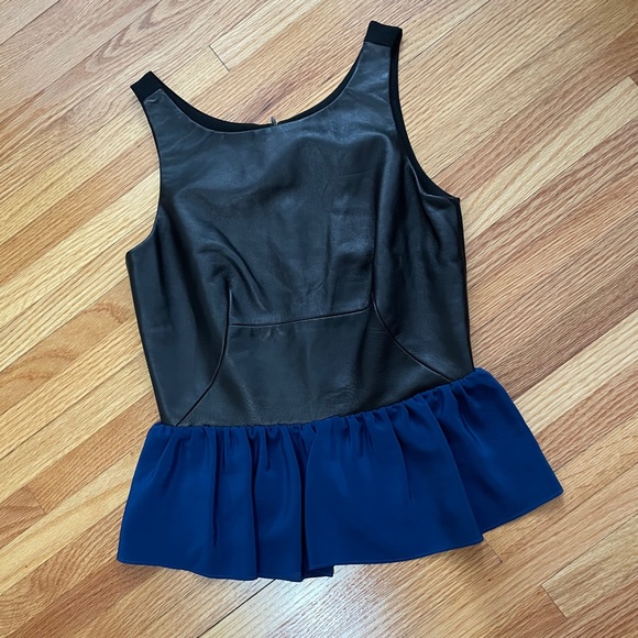 Amanda Uprichard Leather & Silk Top - Picture 1 of 4